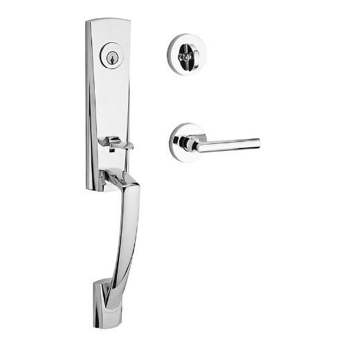 Baldwin SCMIAXSQULCSR260 Reserve Single Cylinder Handleset Miami x Square with Contemporary Square Rose in Bright Chrome Finish Left Hand Baldwin SCMIAXSQULCSR260 Reserve Single Cylinder Handleset Miami x Square with Contemporary Square Rose in Bright Chrome Finish Left Hand